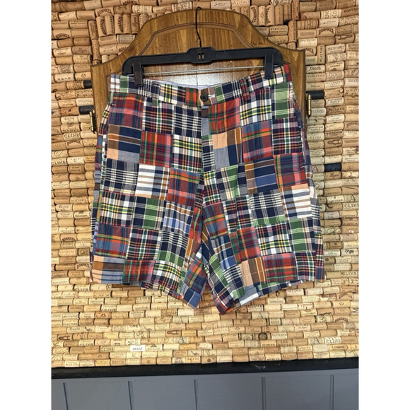 Brooks Brothers ‘346’ Cotton Multicolor Madras Patchwork Plaid Shorts Men's 32 - Picture 1 of 6